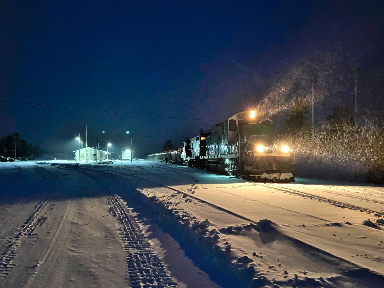 image of train in snowstorm